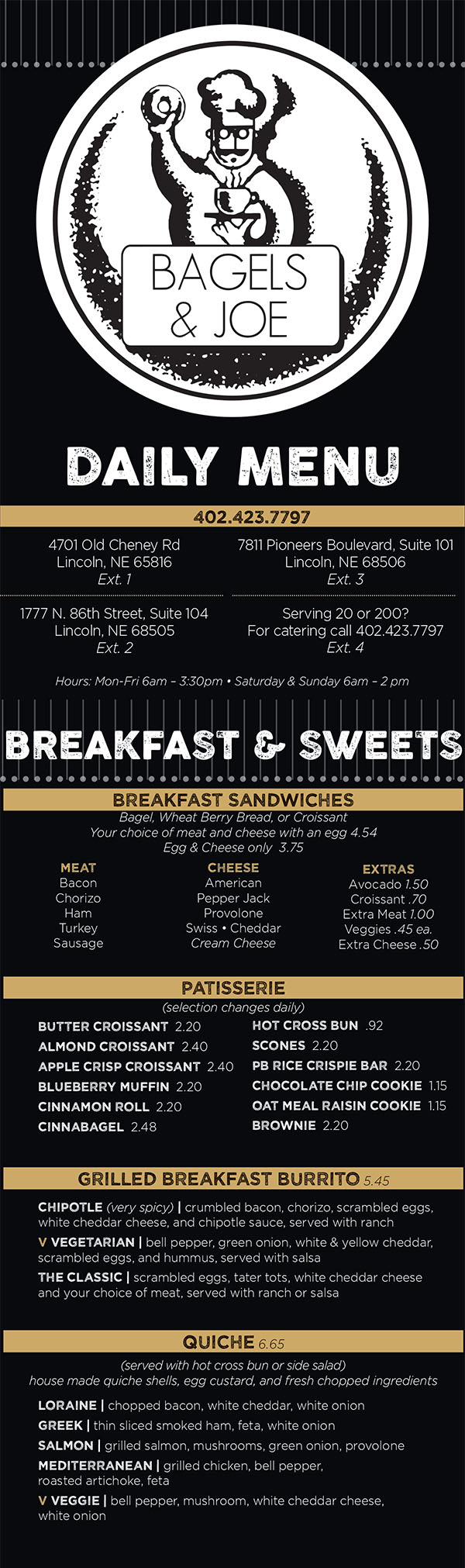 Bagels & Joe Full Menu Lincoln Nebraska - Page 1